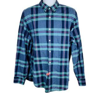 J. Crew Dress Shirt Button Down Plaid Blue Green